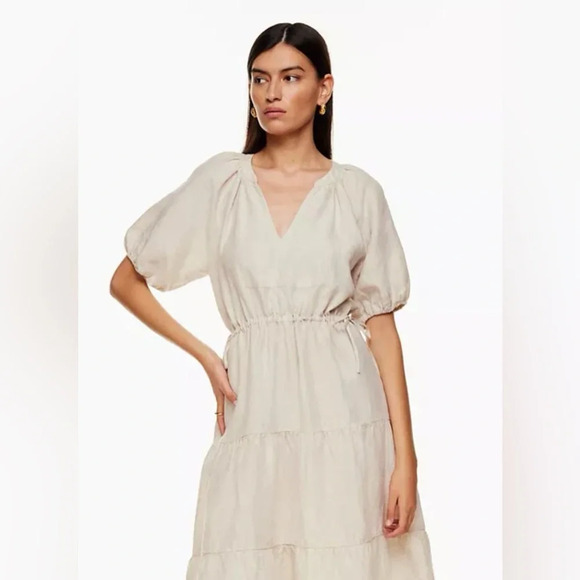 Aritzia Wilfred Decadence Organic Linen Tiered Midi Dress Size 2XS - Picture 2 of 13